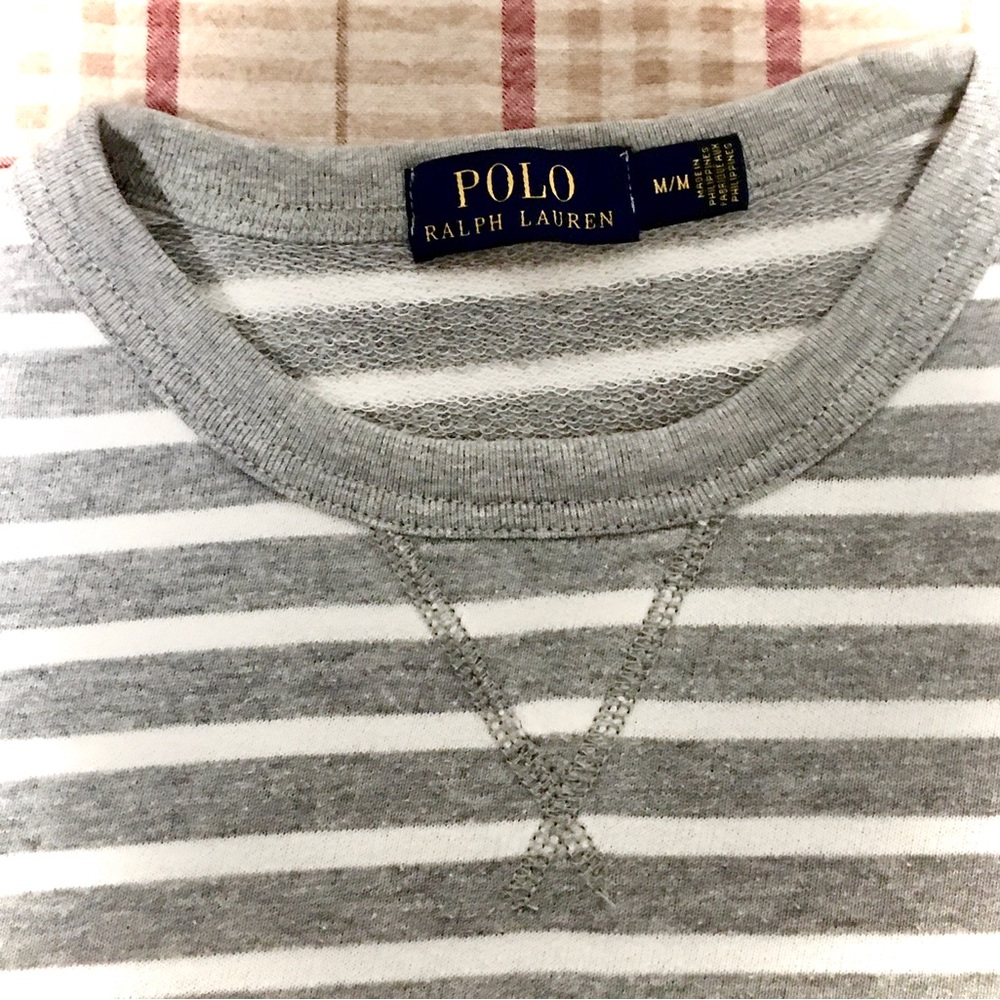 Medium striped grey and white polo Ralph Lauren